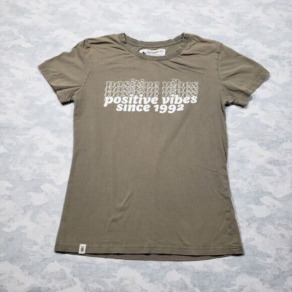 Dutch Bros Top Womens Small Green‎ Short Sleeve Positive Vibes Tee - Picture 3 of 10
